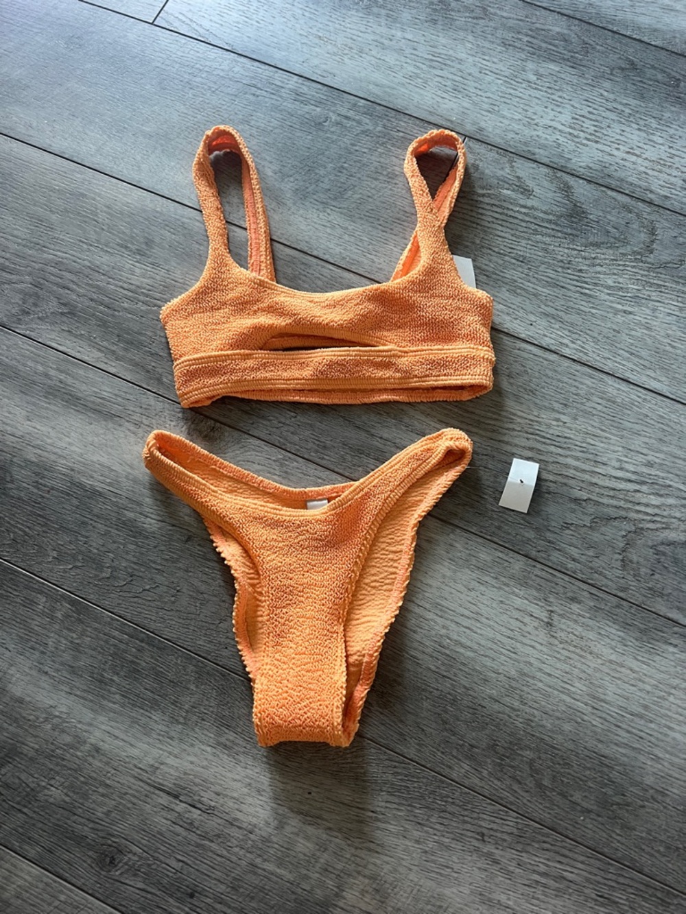 Orange/tangerine Bond-eye Textured Two-Piece Bikini Set NWT